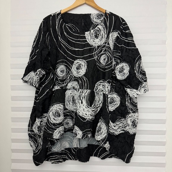 Gershon Bram Tops - Gershon Bram Abstract Swirl Crinkle Artsy Tunic Top Oversized Lagenlook XXL